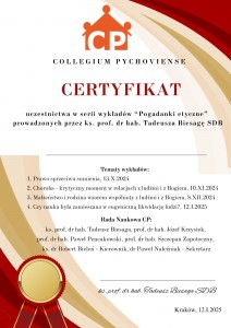 Certificate za I semestr 2024/2025 Certificate za I semestr 2024/2025